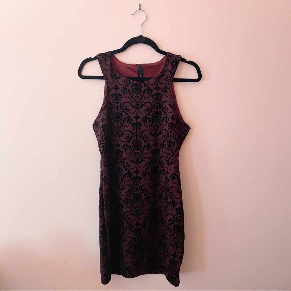 Estam Wine and Black Velvet Cocktail Dress